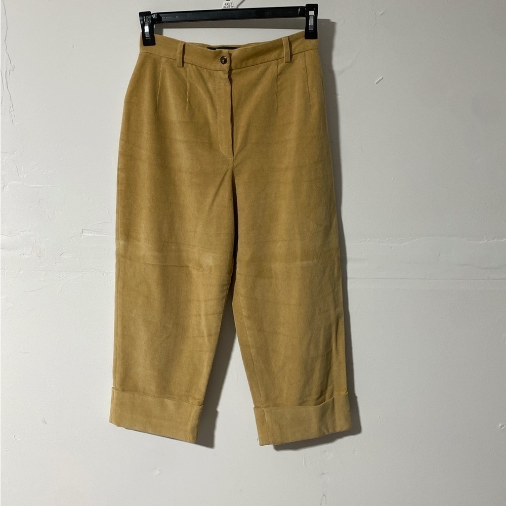 1980s Harve Benard High Waist corduroy capri vintage S 8 Tall.Kahki Cropped pant